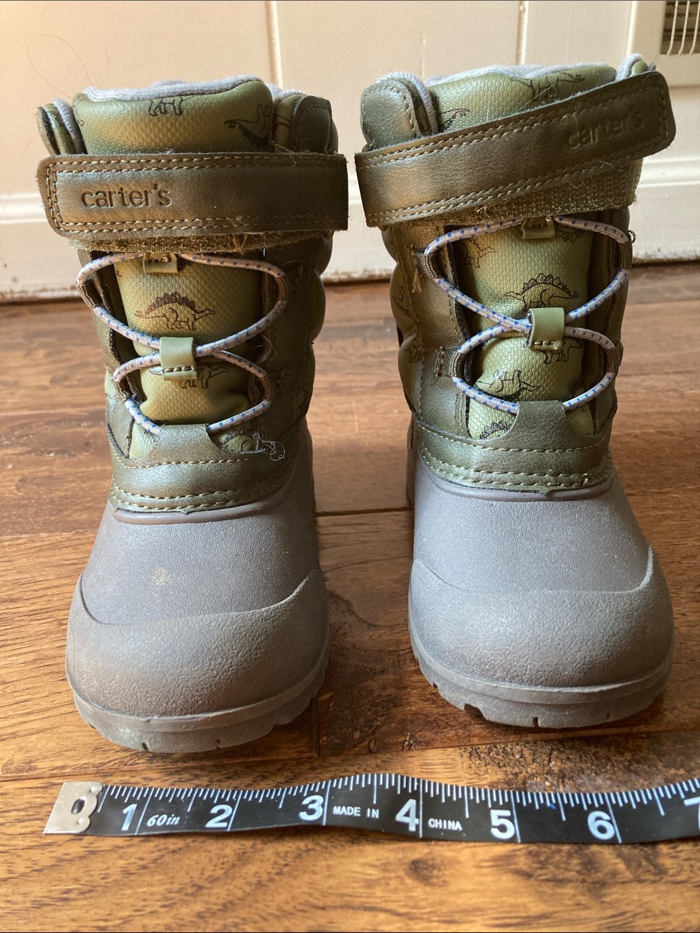 Carter's Olive Green Dino Kids Snow Boots